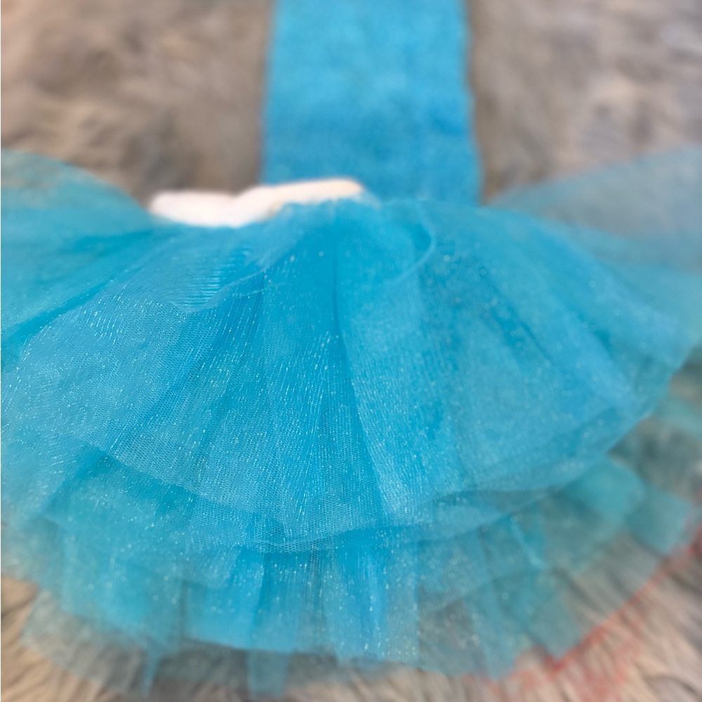 Turquoise Thick Tutu Set with Headband  and Top photo prop NB - Picture 5 of 6